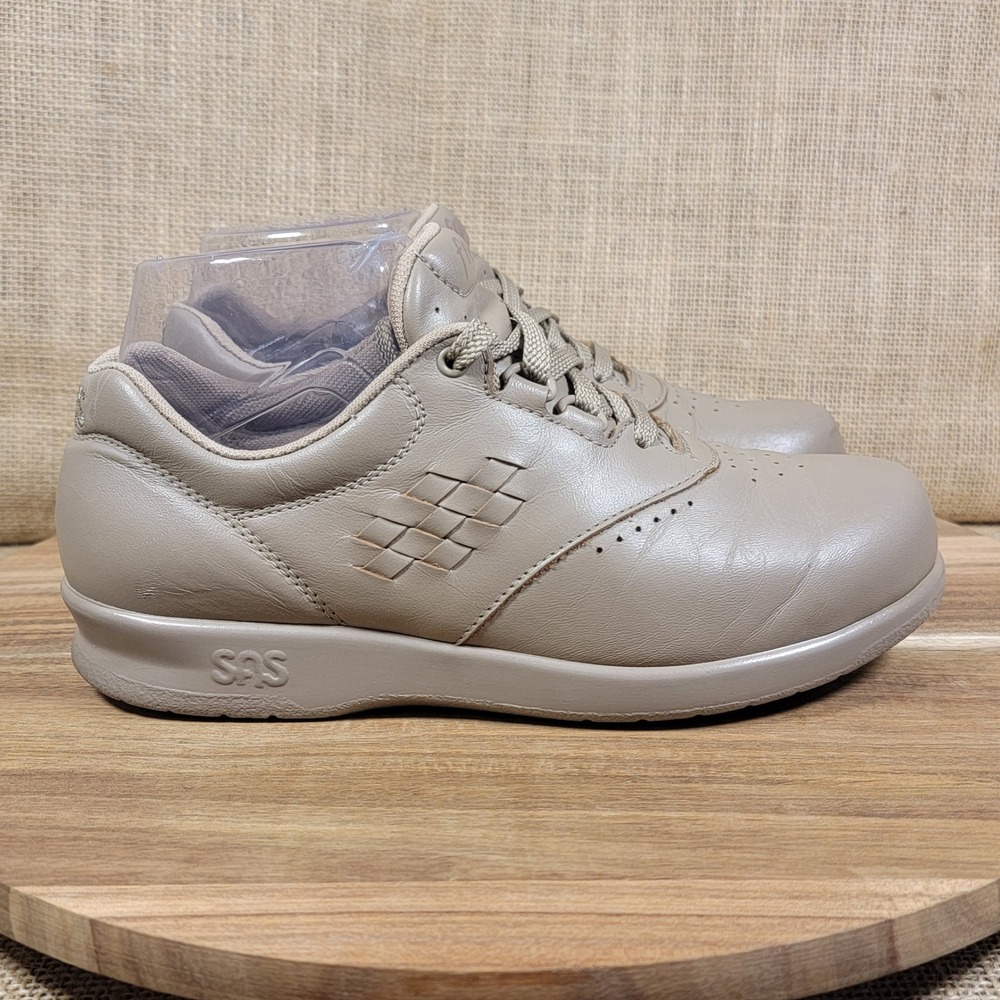 SAS Free Time Shoes Leather Comfort Walking Beige Lace Up Orthopedic Women's 5.5